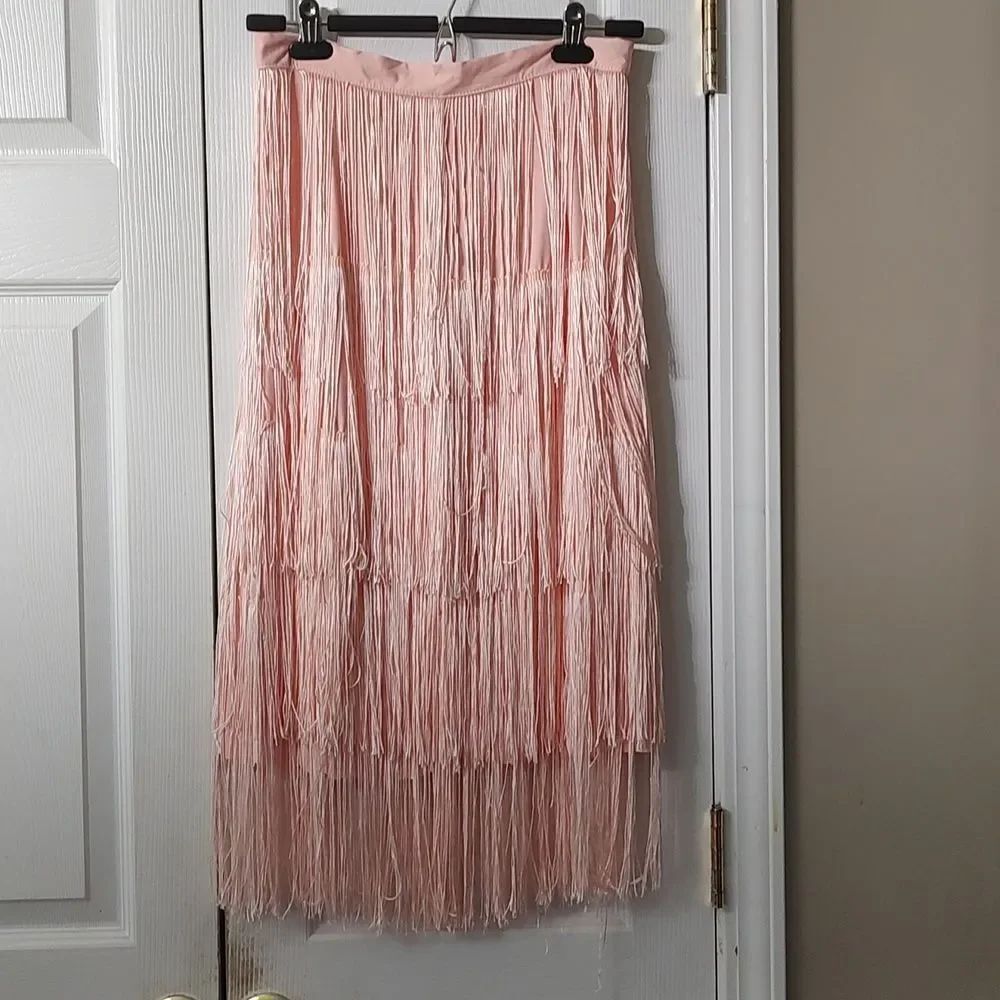 Order Plus peachy pink layered  tassel  rough hem skirt  Sz S